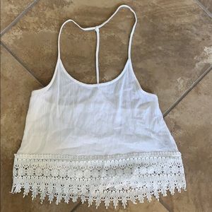 White top with lace trim bottom
